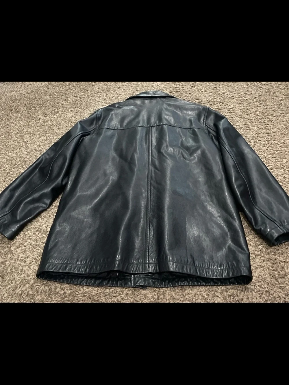 J. Crew vintage 100% leather black button-down coat men’s large.